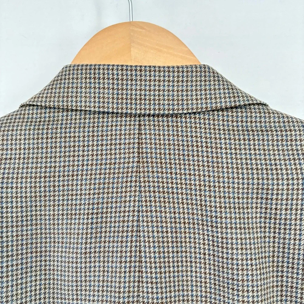 Lauren‎ Ralph Lauren Mens Houndstooth Blazer Tan Brown Blue Sport Coat 2 Button